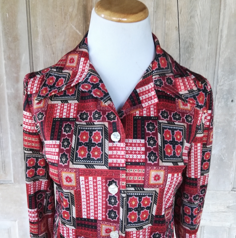 Vintage Red and Black 70s Shirt